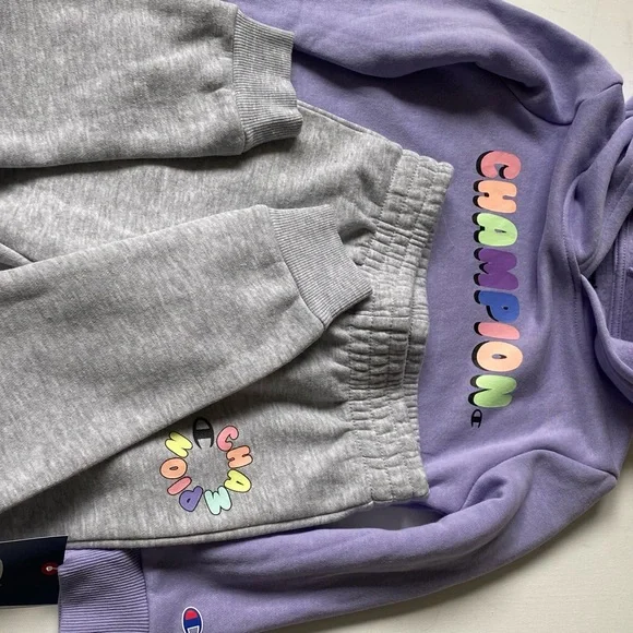 Champion Enchanted Lilac Kids Hoodie with Pink Tag Detail - Picture 5 of 5
